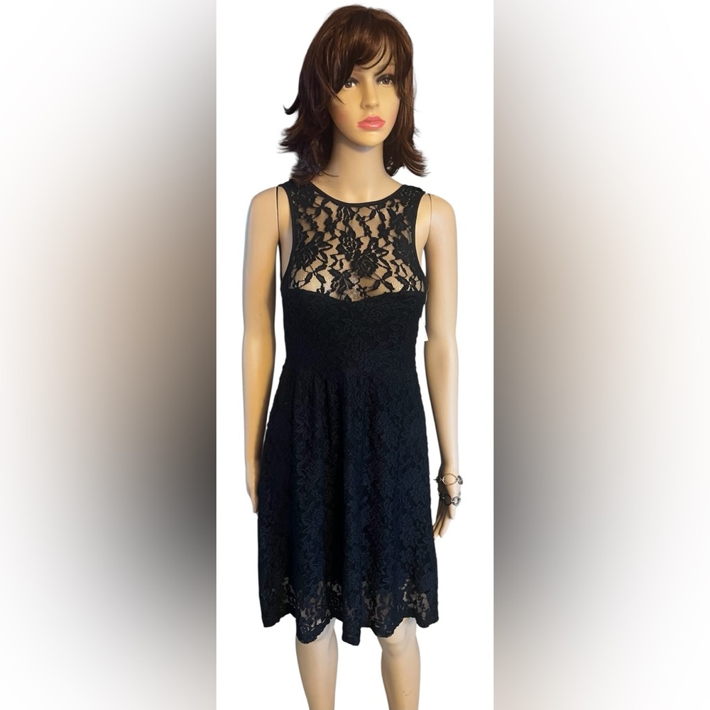 Aeropostale Elegant Black Lace Backless Dress